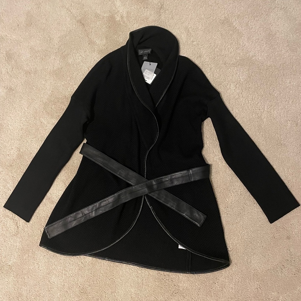 St. John black knitted robe/gown